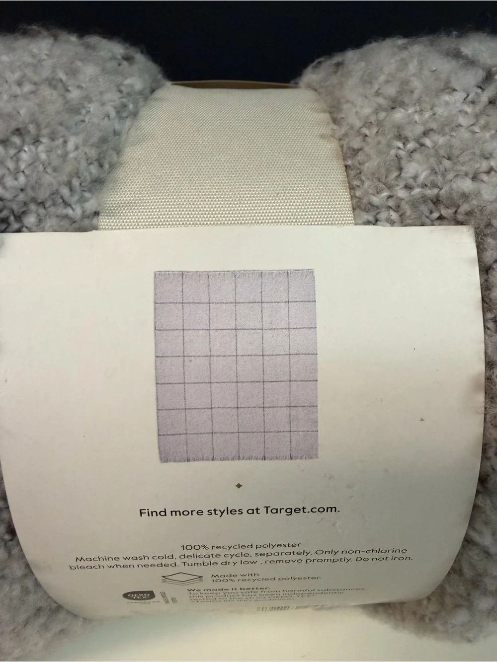 New Threshold Textured Boucle Throw Gray Window Pane Design 50X60